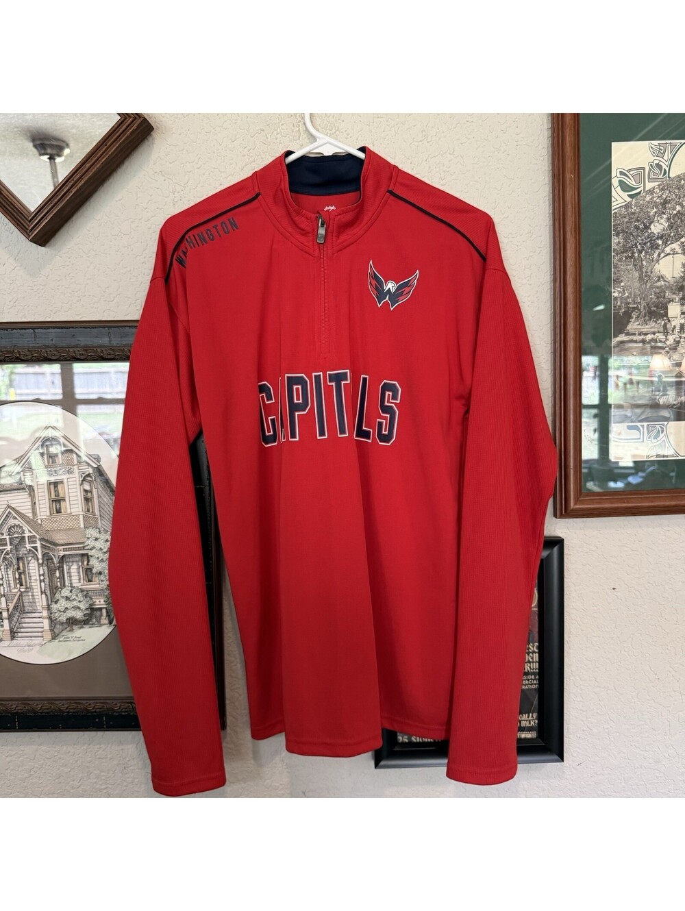 Washington Capitals 00s NHL 1/4 Zip Hockey Jacket Mens Medium Kids XL